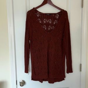 NIC + ZOE Crochet V Neck Sweater